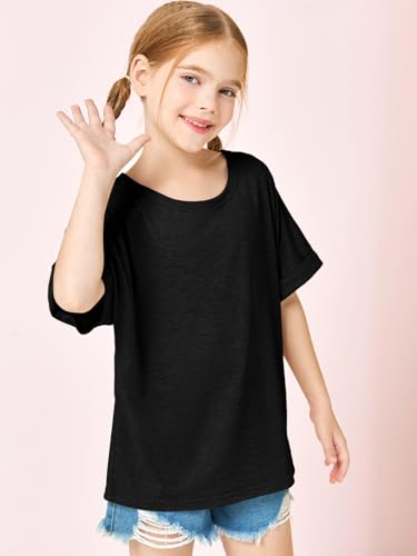 Image of Haloumoning Girls Oversized T-Shirts Short Sleeve Crewneck Summer Casual Loose Tops Tees