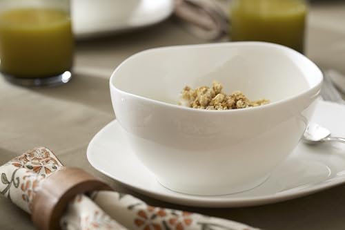Image of Lenox Dinnerware Set, Studio 1414 Curve 16-Piece Set, Service For 4, Bone China Material, Dishwasher & Microwave Safe, Home And Kitchen, Kitchen And Dining, Plates And Bowls Sets (White, 16 Pieces)