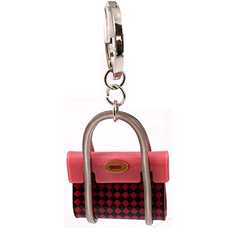 Rapport Bag Charm Key Holder, Handbag, Acrylic, Cute, Plastic, Lightweight, Stylish, Pop, Colorful, Harrikin Check Pink #TOP4