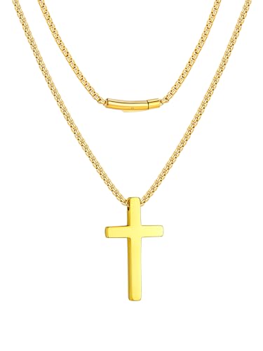 Collier Croix Homme Solide Chaîne 45cm Résistante au Ternissement