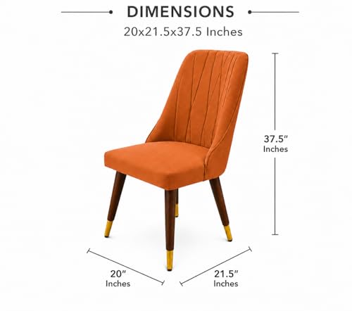 Image of WOODEN SPACE 6-Seater Wooden Dining Table Set | Nano Composite Marble Top | Solid Wood Base | Modern Dining Room Furniture with 6 Chairs (Mustard Frontline)