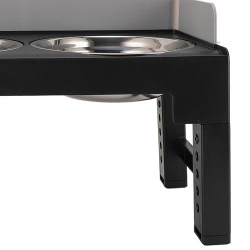 Qudinip Verstellbarer, Erhöhter Futternapf für Hunde mit Rutschfester Basis für Mittelgroße und Große Hunde, Edelstahl, 17,32 X 9,45 X 13,78 Zoll (Grau)-7