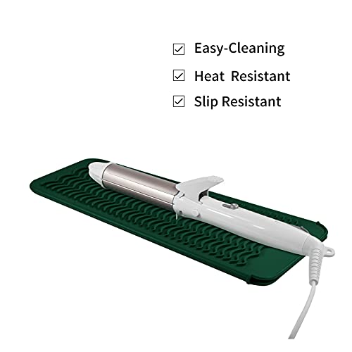 EIOKIT-Silicone-Heat-Resistant-Travel-Mat-Pouch-for-Hair-StraightenerCrimping-IronHair-Curling-IronHair-Curling-WandFlat-IronHair-Waving-Iron-and-Hair-Styling-Tools-1-Pack-Hunter-Green