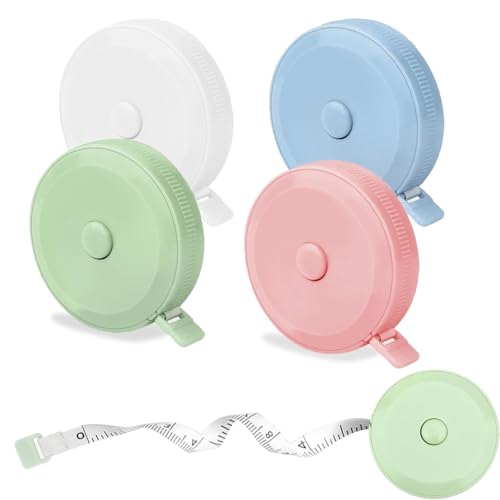 4 Colors Retractable Mini Tape Measure, Cute Compact Body Tape Measure, 60 Inch/150 CM Body Measuring Tape Measure, Sewing Tape Measure for Fabric Measurement