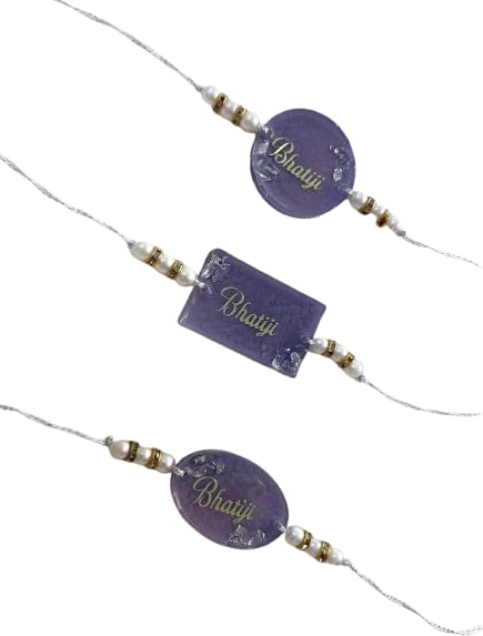 Badar Gift Resin Art Store Men Handmade Customized Design and Color Personalized Handmade Decorative Raksha Bandhan Rakhi Festival Rakhi with Strong Thread Traditional Gift Rakhi For Bhatiji |3 Rakhi's In 1 Order-image-18