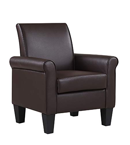 Lohoms Modern Faux Leather Accent Chair Uplostered Living Room Arm Chairs Comfy Single Sofa Chair (Espresso) #TOP3