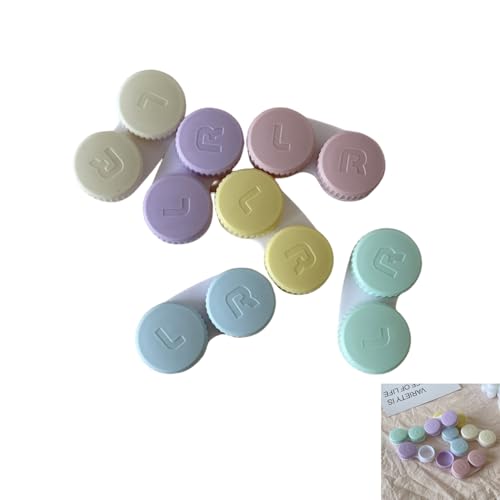 wangyun 12 Pcs Contact Lens Cases, Contact Lens Holder with Mirror, Portable Eye Contacts Mini Case Container Set Portable Contact Lens Soaking Case with L and R Caps for Travel