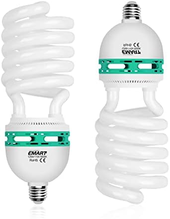 EMART 2 x 125W Photo CFL Full Spectrum Light Bulb, 5500k Daylight Video CFL Bulb for Softbox and Umbrella Kit, Replacement Lamp for Studio Photography, House Lighting, Portrait and Product Shooting