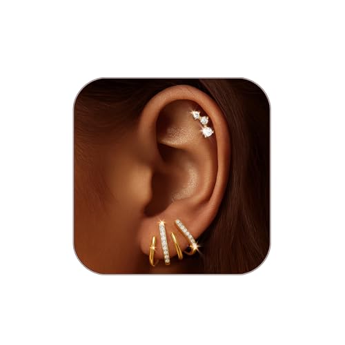 IMBOS Earrings for Women Trendy 14K Gold Stud Earrings Claw Earring Dainty Simple Minimalist Gold Earring Hypoallergenic Jewelry for Women Gifts
