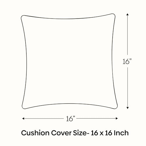Image of haus & kinder Cotton Cushion Cover 16 x 16 Inch Decorative Throw Pillow Cover for Sofa, Living Room & Bedroom Festive Design Soft Breathable Fabric Machine Washable Cushion Cover (Set of 1)