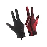 DYNWAVE 3 Fingers Pool Gloves Snooker Gloves Breathable Nonslip Portable Accessories Billiard Gloves Pool Cue Mitts for Indoor Women, Black Red Right Hand