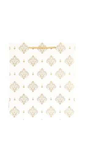 Image of Flora Paperbags |paper bags for Gifting | Medium Size Gift Bags 12 x 10 x 3.6 Inch | Premium Gold Printed Paper with Rope Handles | Wedding Return paper Bags, Birthday Gift Bags, Party Favors & Corporate Gifting | Pack of 10