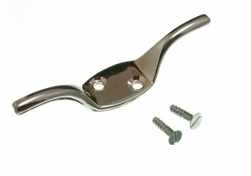 CLEAT HOOK CURTAIN BLIND TIE BACK CHROME 75MM WITH SCREWS ( pack 2 )