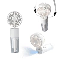 3 in 1 Handventilator, Mini Ventilator Leise, Hand Ventilatoren Aufladbar 1000mAh mit Wasser und Trageband, 180° Faltbarer Taschenventilator 4 Geschwindigkeit Zuhause Büro, Ausdauer 6-8 Std (Weiß)
