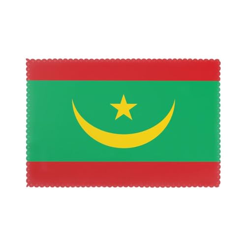 6-teiliges Platzdeckchen-Set mit Flagge von Mauretanien, bedruckt, seitlich, wasserdicht & ölwiderstandsfähig, 30,5 x 45,7 cm