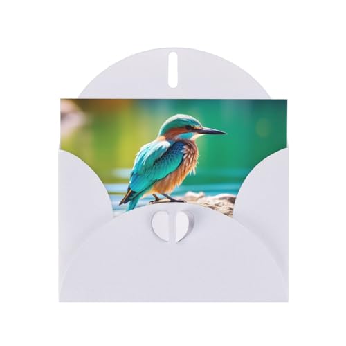 AKGFFDS Tarjeta de felicitación blanca con estampado de pájaros lagunas, diseño de perlas, hermoso bloque de notas en blanco