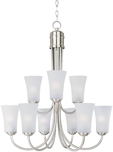 Maxim Logan-Nine Light 2-Tier Chandelier in Modern style-28.5 Inches Wide by 30.5 inches high-Satin Nickel Finish -Traditio