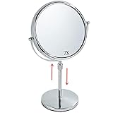 HIHIA 19 Inch Tabletop Makeup Mirror 8 Inch Double-Sided 7X Magnification, High Adjustable Mirror...