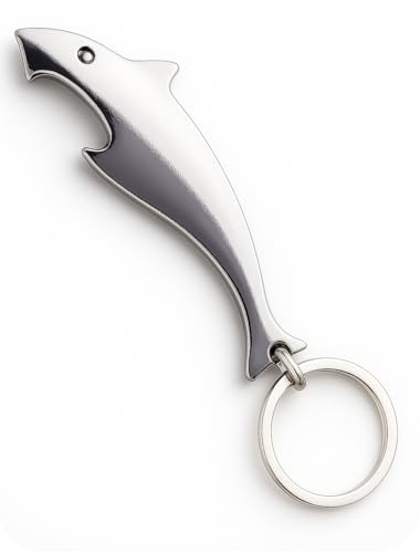 Portachiavi a forma di squalo con apribottiglie, colore argento/bottiglie, idea regalo per papà