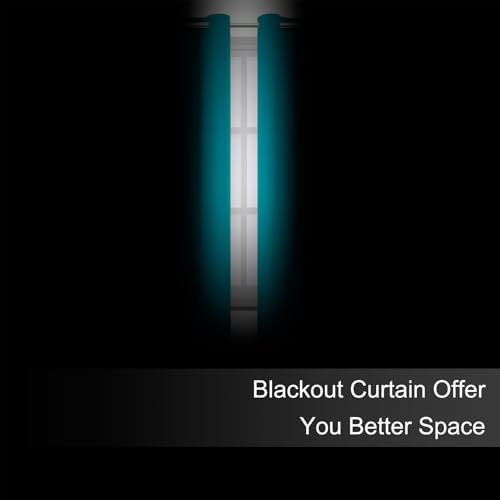 Image of LEMOMO Blackout Curtains 66 x 72 Inch Long Teal Curtains Set of 2 Panels Room Darkening Curtains for Bedroom and Living Room