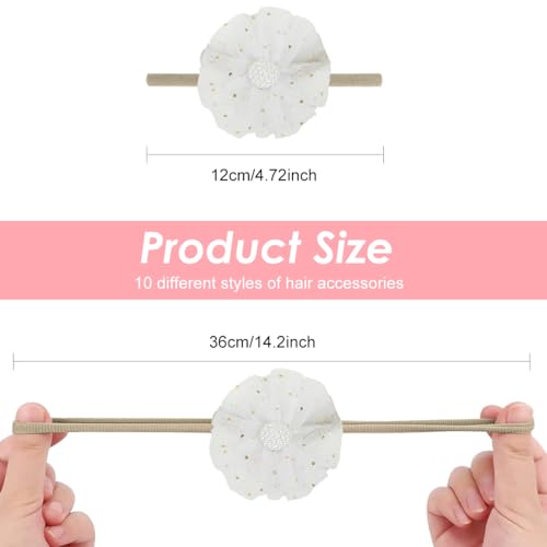 Image of SNOWIE SOFT Hair Band for Girls Kids, 10Pcs Bow Headbands for Baby Girl Hairband Accessories, Stretchy Hairbands for Kids Hair Bands for Baby Girl 0 to 2 Years Shower Gift Photography