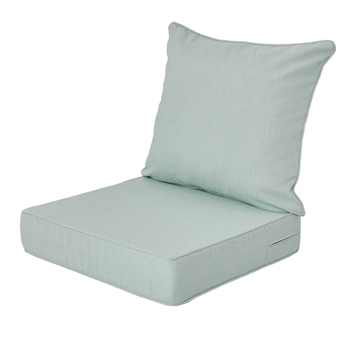 Jiabowncr Outdoor Deep Seat Cushion,Water-Resistant,24x24x5 Inch,Dusty Mint