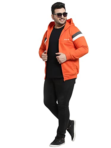 Image of Kalt Men Full Sleeves Zipper Fleece Striped Hoodie