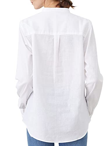 Women's Mandarin Collar Button-Down Shirts Casual Cotton Long Sleeve Blouses3