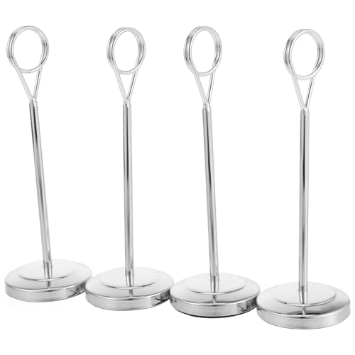 Wakauto Elegant Mirror-finish Stainless Steel Table Number Holders 15cm Place Card Holders for Restaurant Events