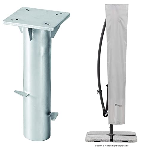 Schneider Universal-Bodenplatte + Schutzhülle für Ampelschirme, silbergrau, bis 300 cm Ø
