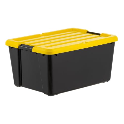 Image of Storage Bins 45 Qt Stackable with Lids 4 Pack for Garage Closet
