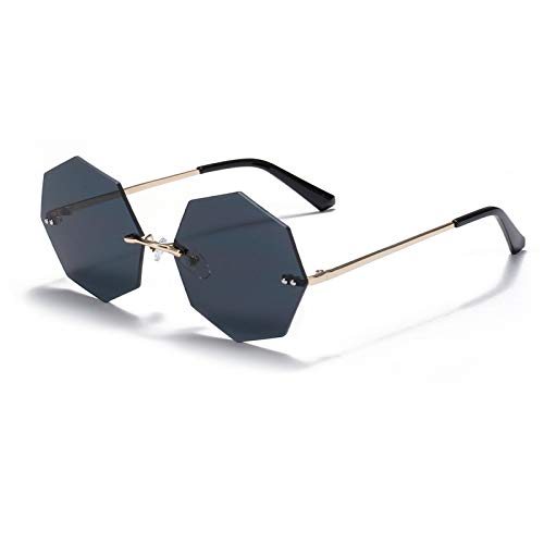 Polygon Rimless Sunglasses For Women Vintage Clear Colorful Lens Sun Glasses Octagonal Metal Sungshades For Men - Main Image