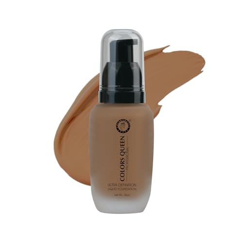 Image of Colors Queen Ultra Definition Liquid Foundation | Lightweight & Long Lasting, Full Coverage with Dewy Finish | Waterproof & Sweat Proof Foundation for Face Makeup (Caramel, 30ml)