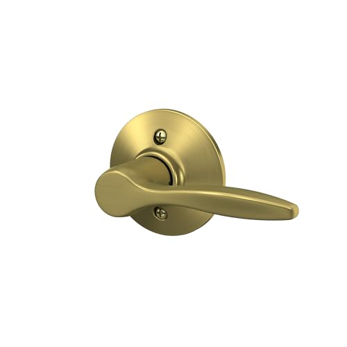 Image of Schlage F170 DEL 608 RH Right Handed Delfayo Door Lever with Standard Trim, One-Sided Non-Turning Dummy Handle, Satin Brass
