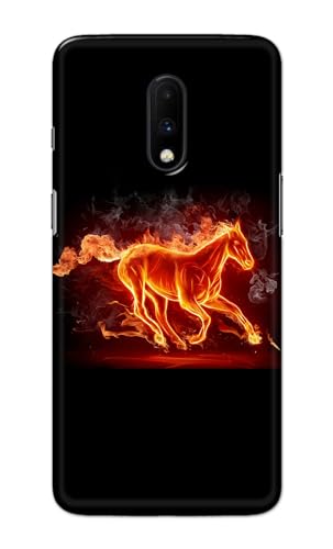 Image of PRINTFIDAA Printed Hard Back Cover Case for OnePlus 6T | OnePlus 7 Back Cover (Fiery Horse) -112