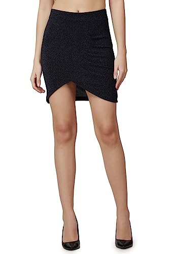 Image of POPWINGS Casual Shimmer Solid Sarong Mini Skirt for Women | Summer Skirt for Women | Mini Skirt for Women