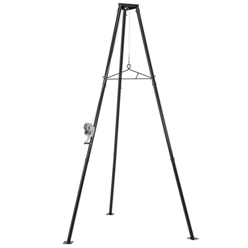 Moccha 600 LBS Tripod Game Hoist, Heavy-Duty Deer Hanger with Adjustable Gambrel & Manual Winch, Deer Hunting Skinning Rack, Deer Tripod Hoist Kit, Game Hanger for Hunting Season, Field Dressing