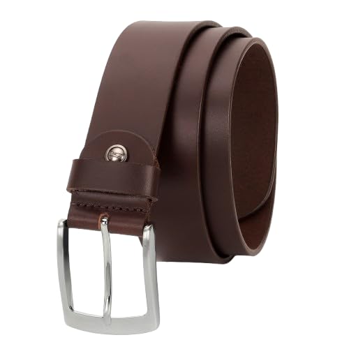 Genuine Leather Full Grain Premium Styling/Shiny Pin Buckle Casual Belt For Men 40mm, Oil Pull Up,Black and Brown color