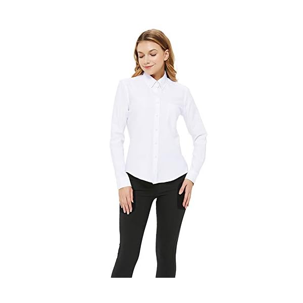 MGWDT-Button-Down-Shirt-Women-Long-Sleeve-Blouse-Oxford-Shirt-Classic-Fit-Cotton-Tops-Wrinkle-Resistant2XS-3XL MGWDT Button Down Shirt Women Long Sleeve Blouse Oxford Shirt Classic-Fit Cotton Tops Wrinkle Resistant Medium White