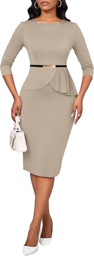 Business Casual Dress for Women Elegance Church Dresses Midi Bodycon Pencil Dress Office Modest Work Suiting Outfits2