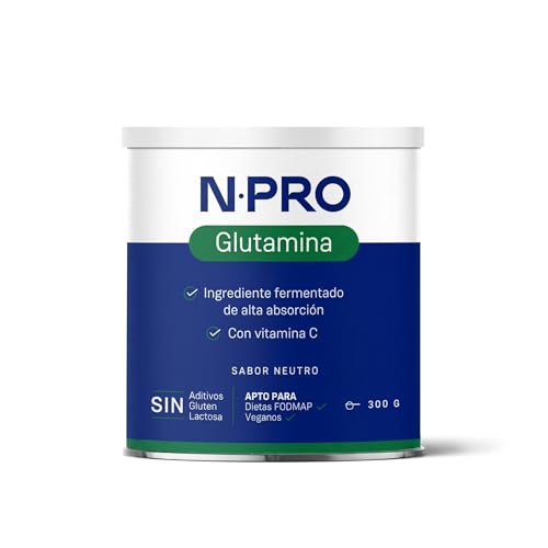 NPro SALUD INTESTINAL Glutamina Kyowa® Quality 300g – L Glutamina en Polvo Sabor Neutro con Vitamina C – Regenera Epitelio y Mucosas Intestinales – Apoyo frente a Hiperpermeabilidad y Defensas