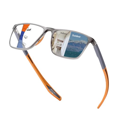 Myfeasy Photochromic Progressive Multifocal Tr90 Reading Glasses for Women Blue Light Blocking Clear on Top Readers on Bottom