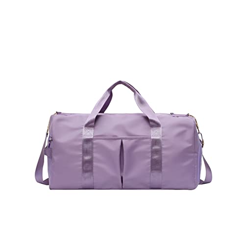 Nylon Borsa Sportiva Borsone da Viaggio Grande Weekender Pernottamento Bagaglio a Mano Palestra con Scomparto Scarpe & Tasca di Separazione Bagnata e Asciutta Viola Chiaro