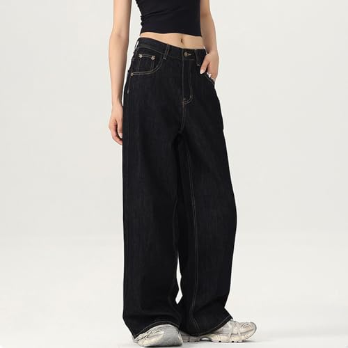 Fashionable Casual Unisex Jeans Black Urban Street Style Loose Wide Leg Pants Suitable for Both Men and Women3