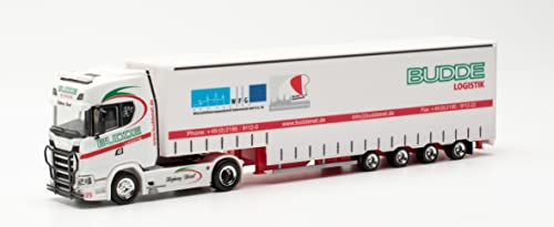 Herpa Scania CS Train de Selle volumique Budde Spedition en Miniature pour Bricolage et Cadeau, 314374, Multicolore