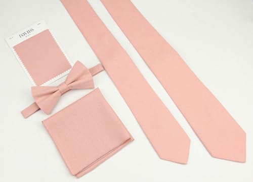 Image of Mens Solid Linen Ties - Slim Pattern Necktie for Men Wedding Groomsmen