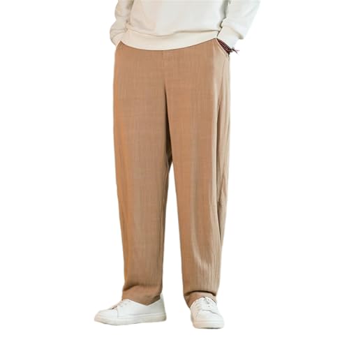 Pantalons en lin pour homme style chinois et vintage coupe ample décontractée