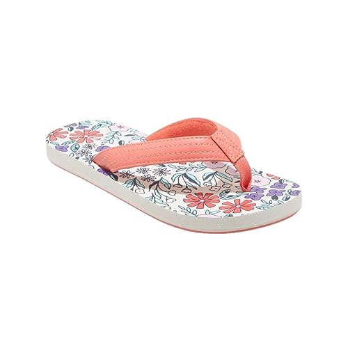 Cat & Jack Girls coral floral flip flops