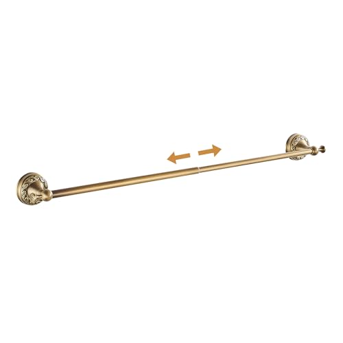 Image of Wall Mounted Bathroom Towel Rack, Towel Bar Adjustable 15.5 to 27.5 Inch Antique Brass Pattern Carving,Brushed Bronze