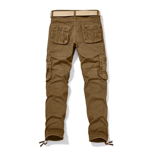 Cargo Pants for Men 100% Cotton Washed Retro Straight Leg Multi Pockets Multi Functional Outdoor Military Pants2